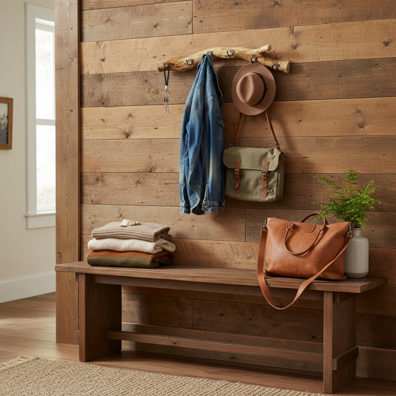 Rustic Wooden Branch Wall Hooks