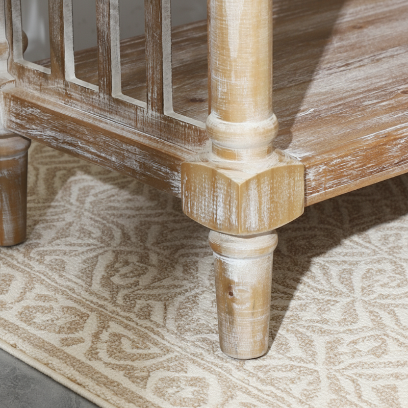 Solid Wood Console Table with Open Shelves