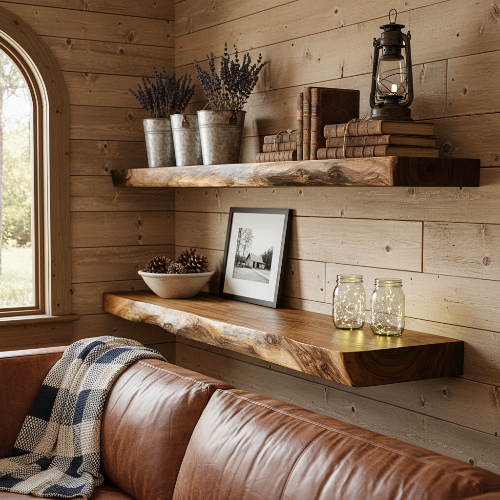 Live Edge Wooden Floating Shelf