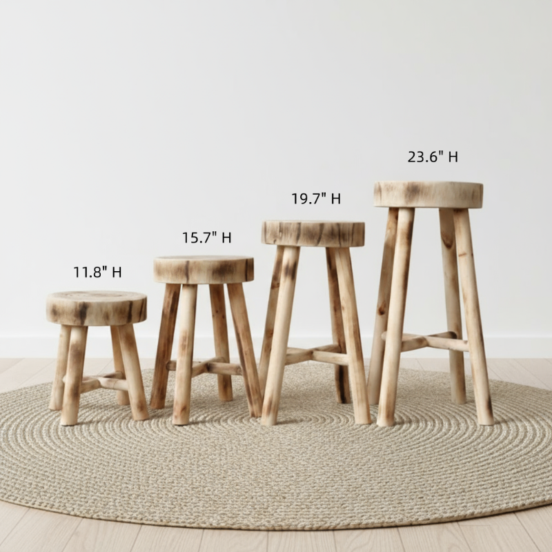 Rustic Solid Wood Stool – Multi-Purpose Accent & Plant Stand