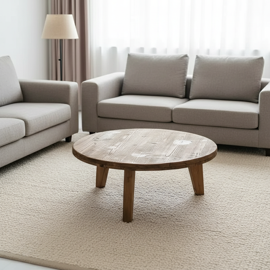 Rustic Solid Pine Round Coffee Table