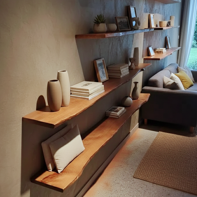 Live Edge Wooden Floating Shelf