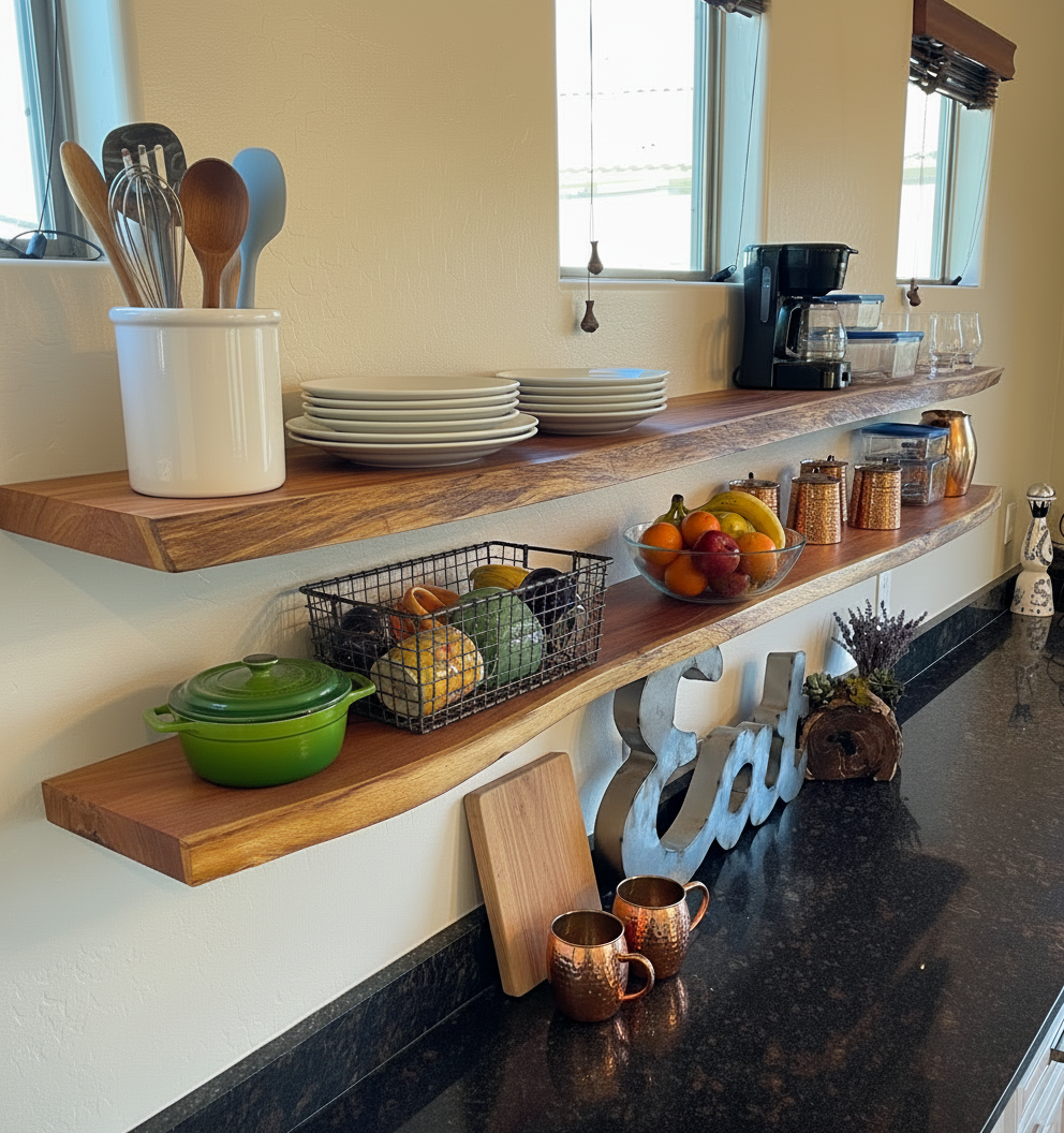 Live Edge Wooden Floating Shelf
