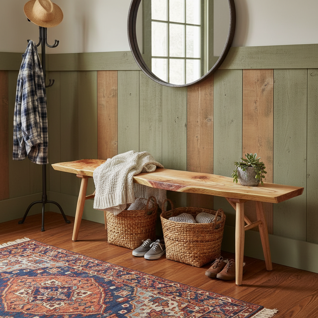Live Edge Solid Wood Bench