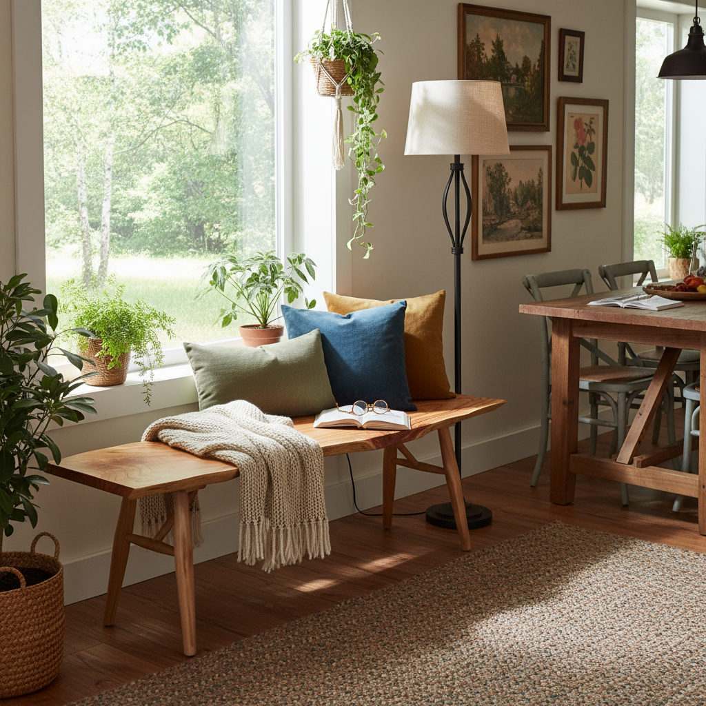 Live Edge Solid Wood Bench