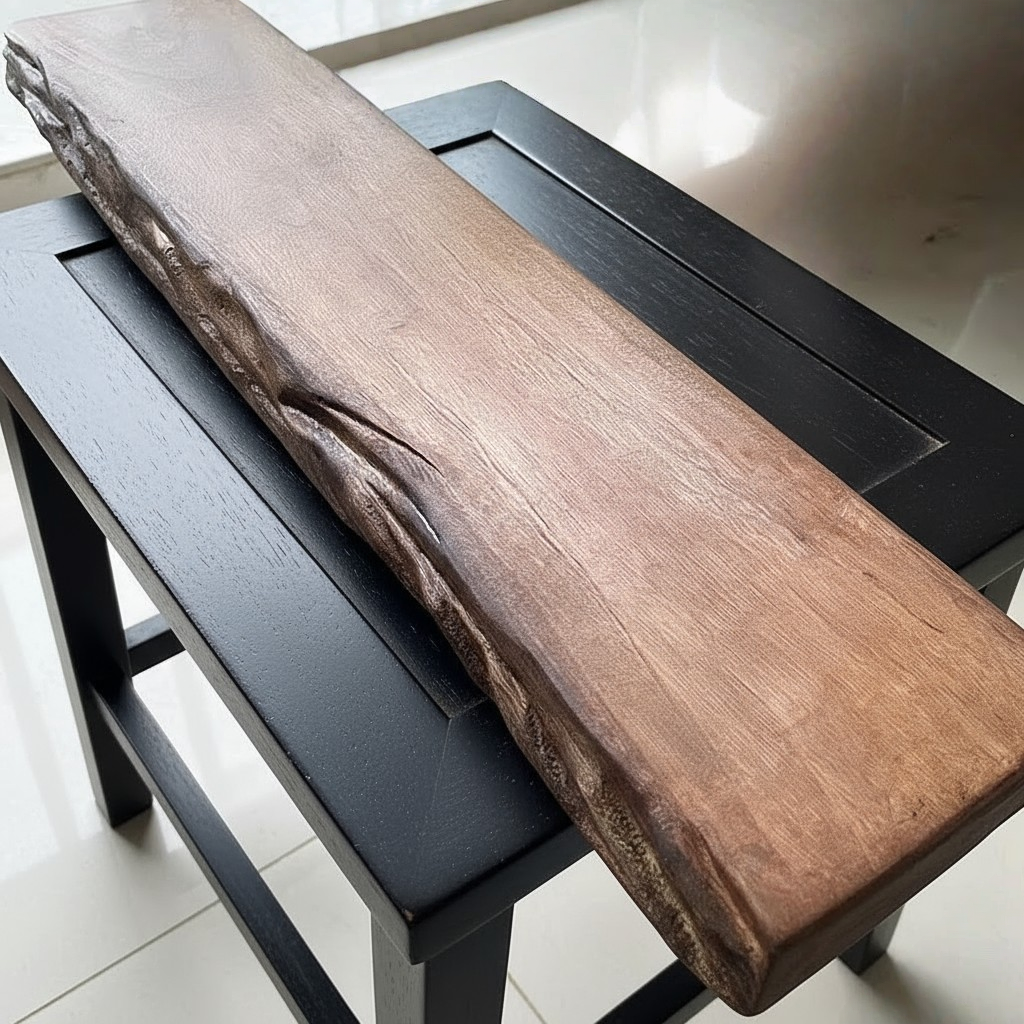 Rustic Hand-Carved Live Edge Solid Wood Floating Shelf