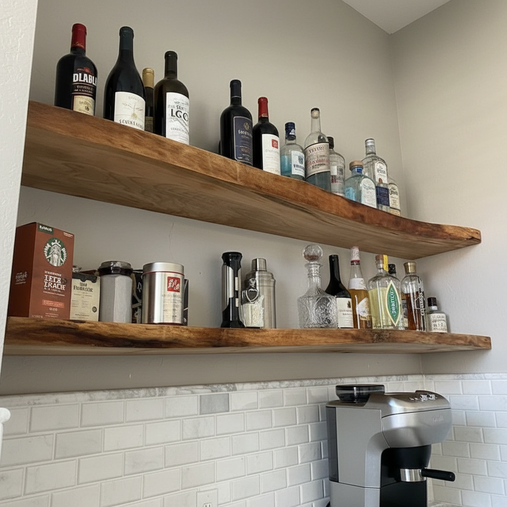 Solid Wood Live Edge Floating Shelf