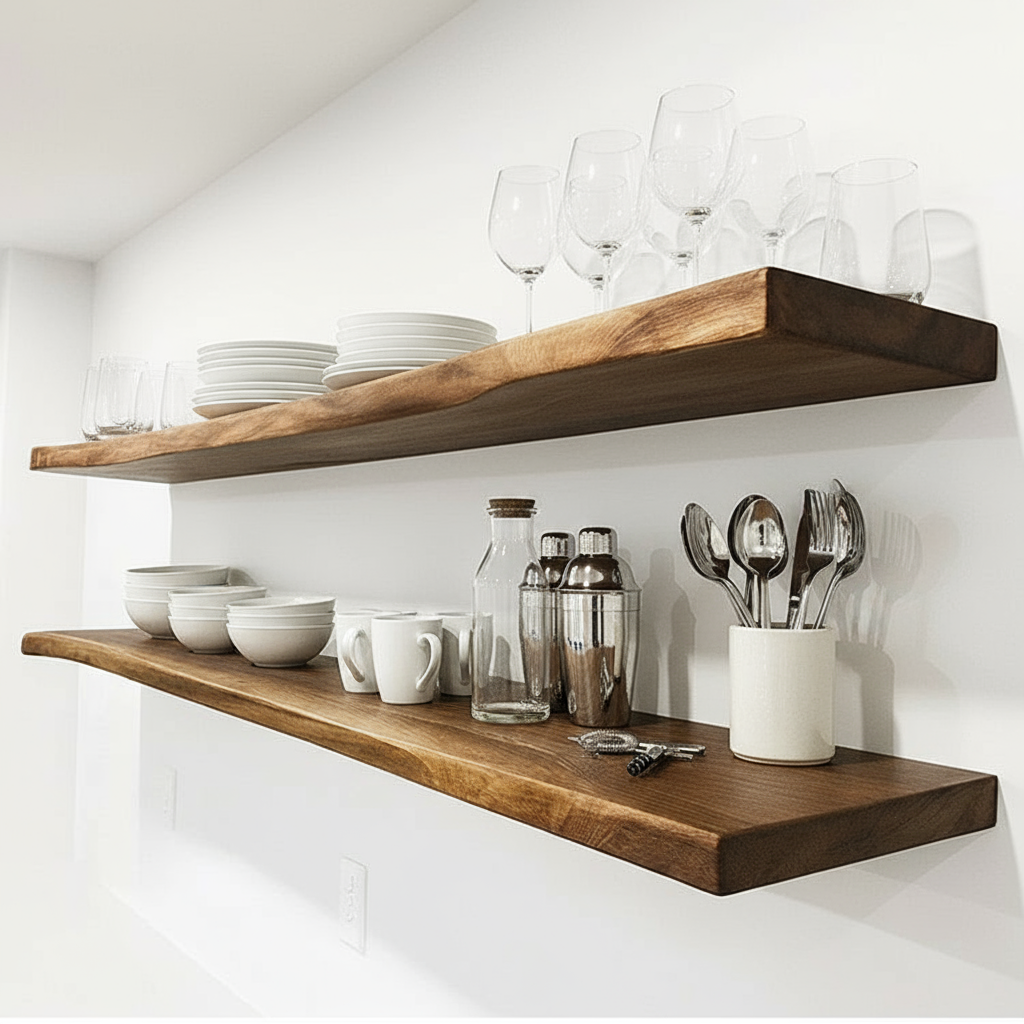 Solid Wood Live Edge Floating Shelf
