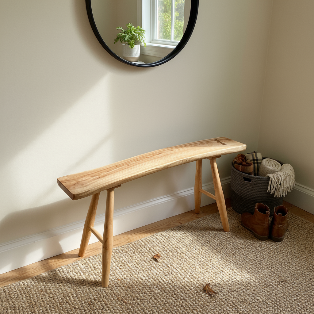 Handcrafted Live Edge Solid Wood Bench