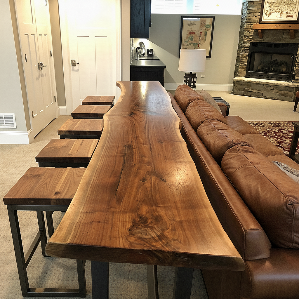 Solid Wood & Metal Bar Stool