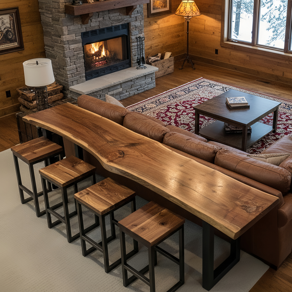 Live Edge Solid Wood Bar Table