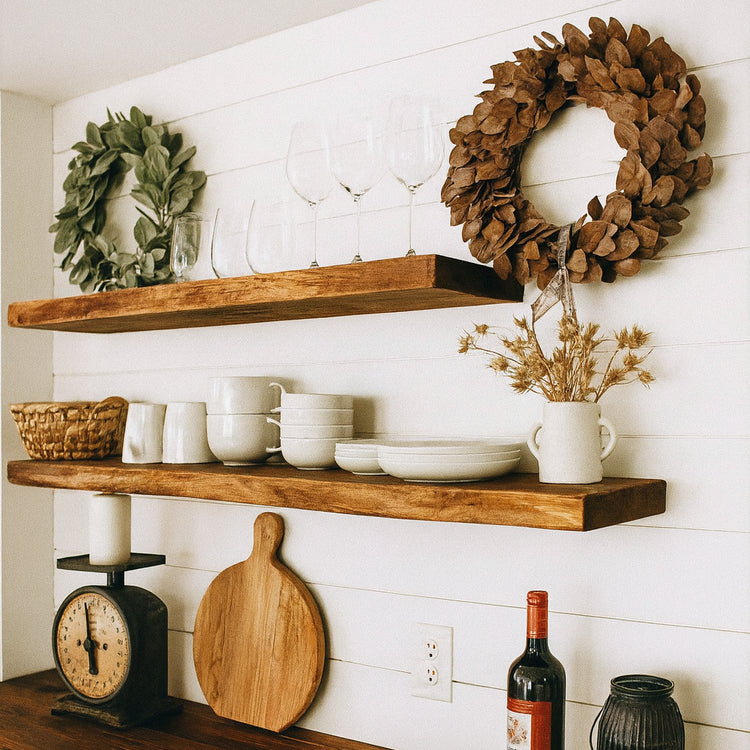 Solid Wood Live Edge Floating Shelf