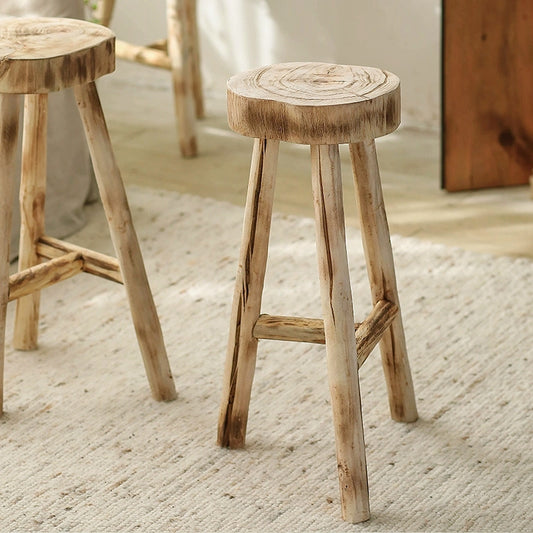 Handcrafted Rustic Solid Wood Tripod Side Table – Occasional Stool