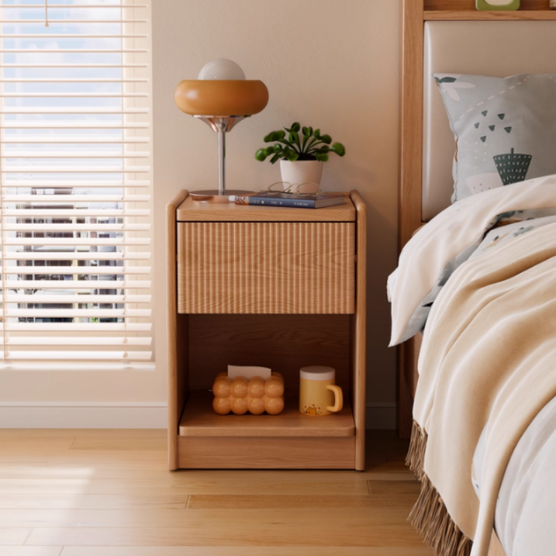 Solid Wood Nightstand with Hidden Storage