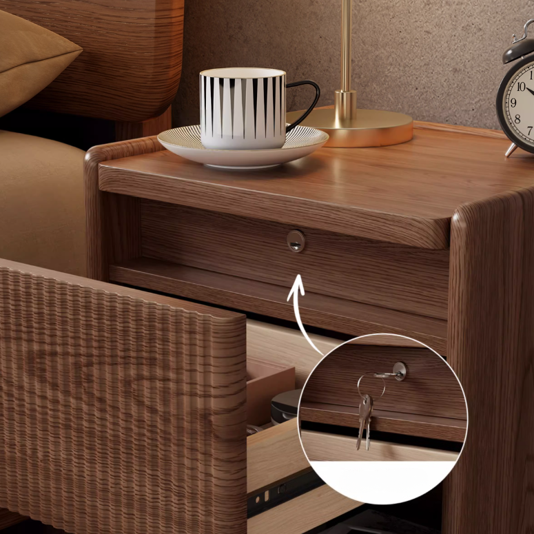 Solid Wood Nightstand with Hidden Storage
