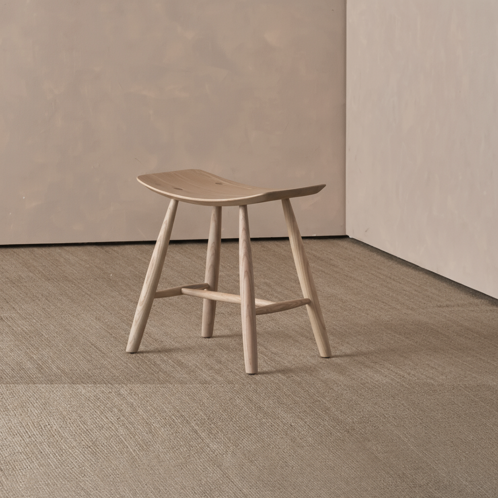 Solid Ash Wood Saddle Stool
