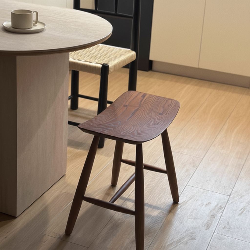 Solid Ash Wood Saddle Stool