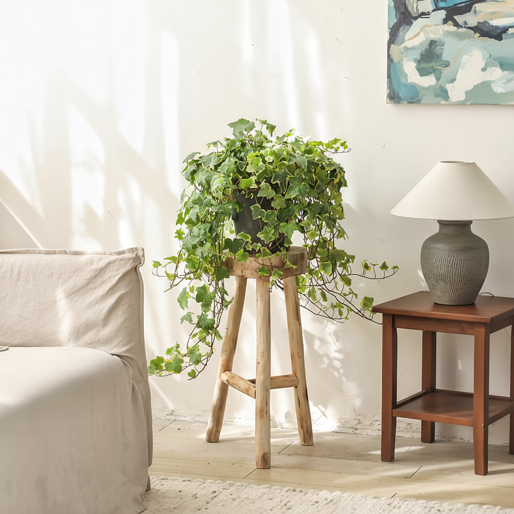 Handcrafted Rustic Solid Wood Tripod Side Table – Occasional Stool