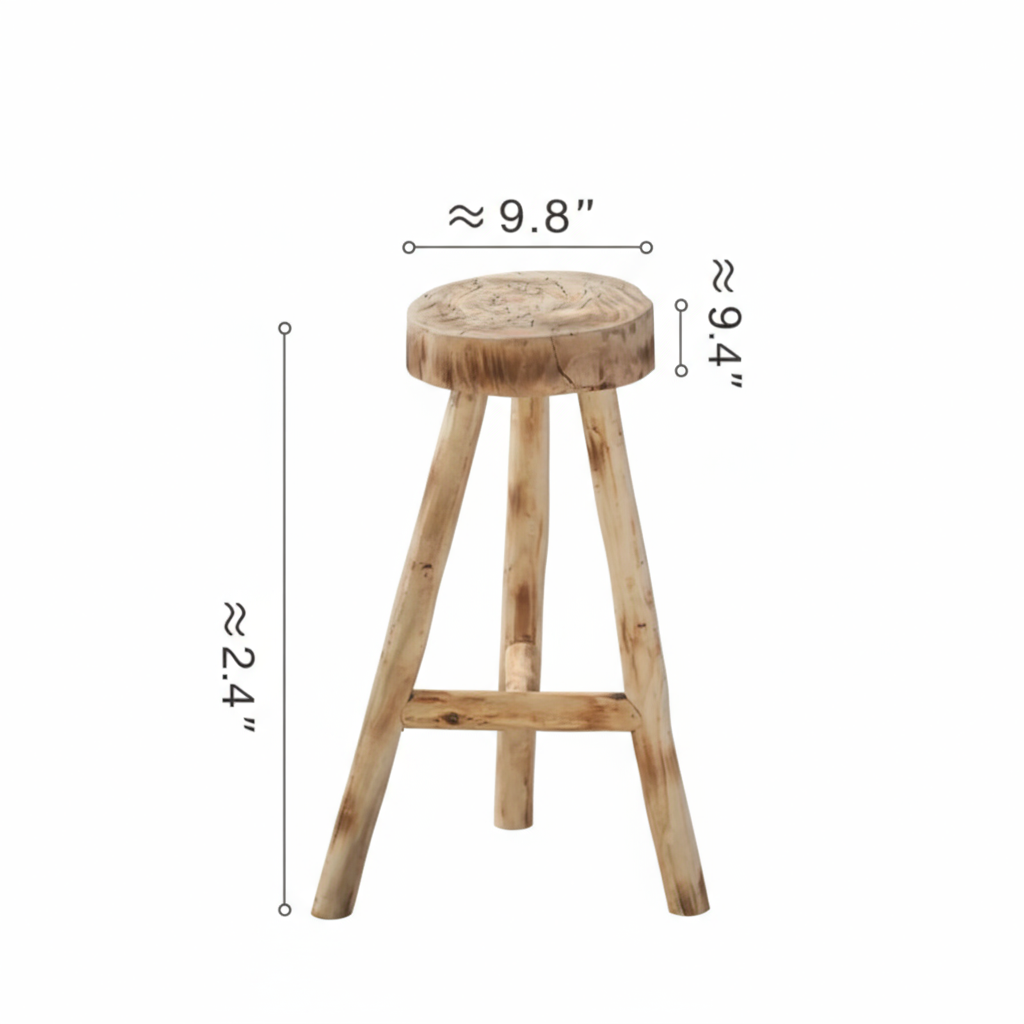 Handcrafted Rustic Solid Wood Tripod Side Table – Occasional Stool