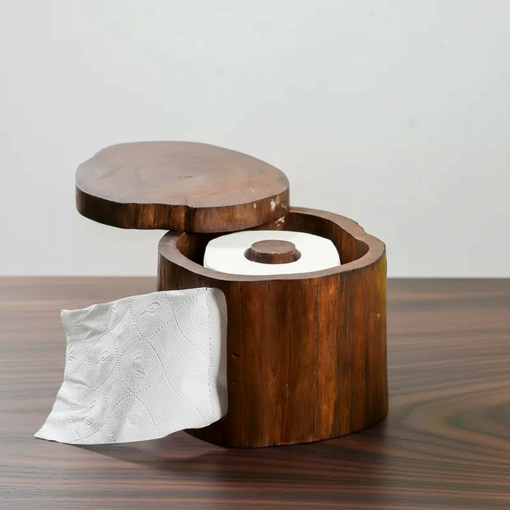 Solid Wood Toilet Paper Holder