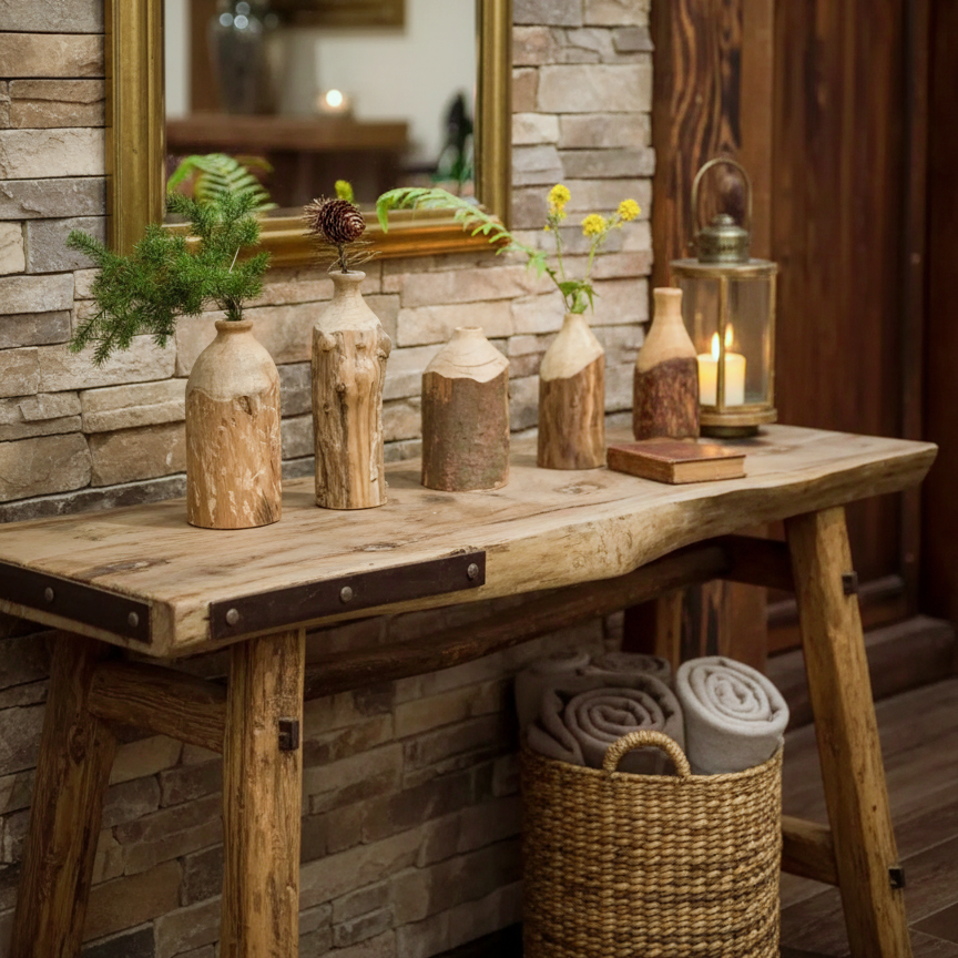 Handmade Natural Log Flower Holder
