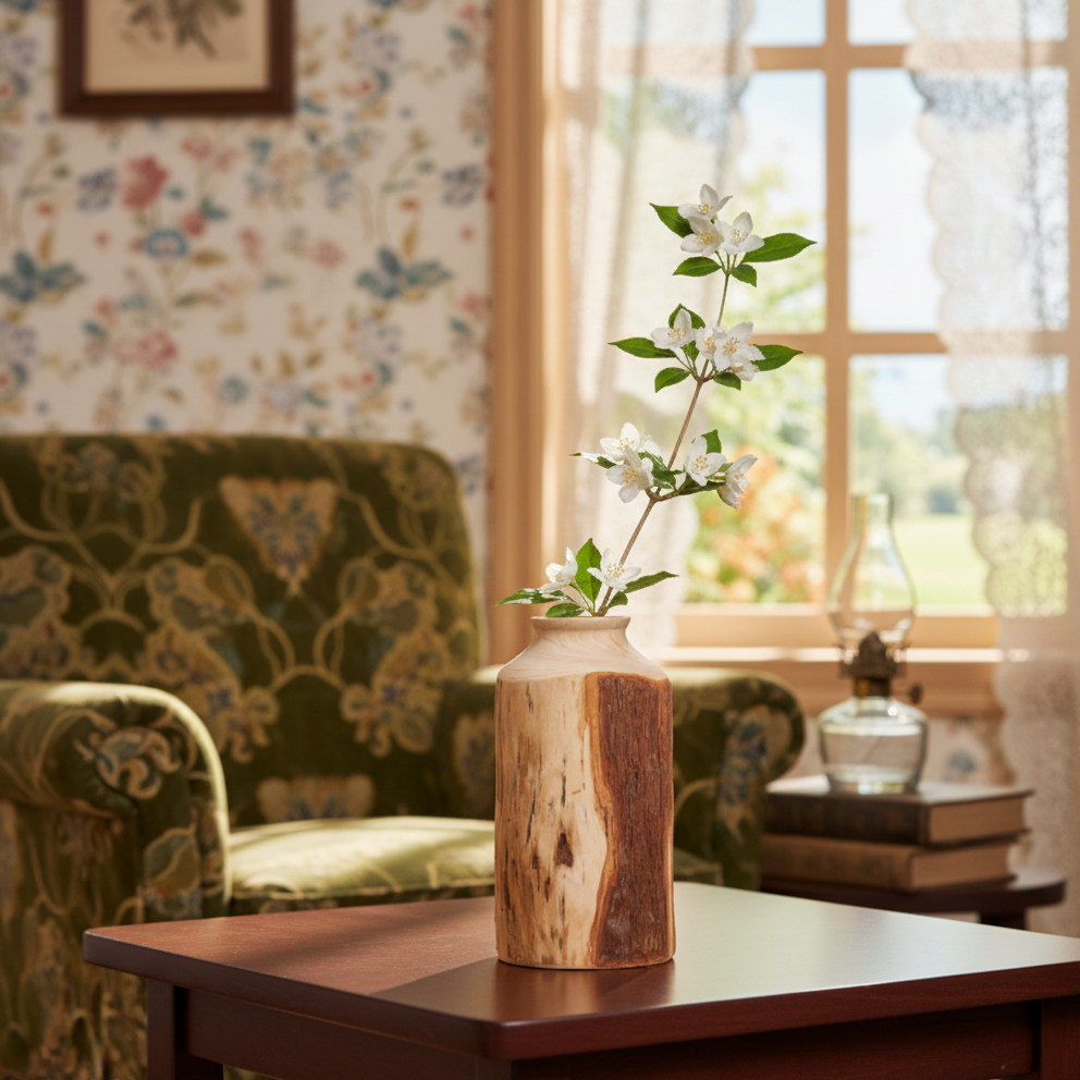 Handmade Natural Log Flower Holder