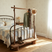 Rustic Solid Wood Coat Rack with Bench