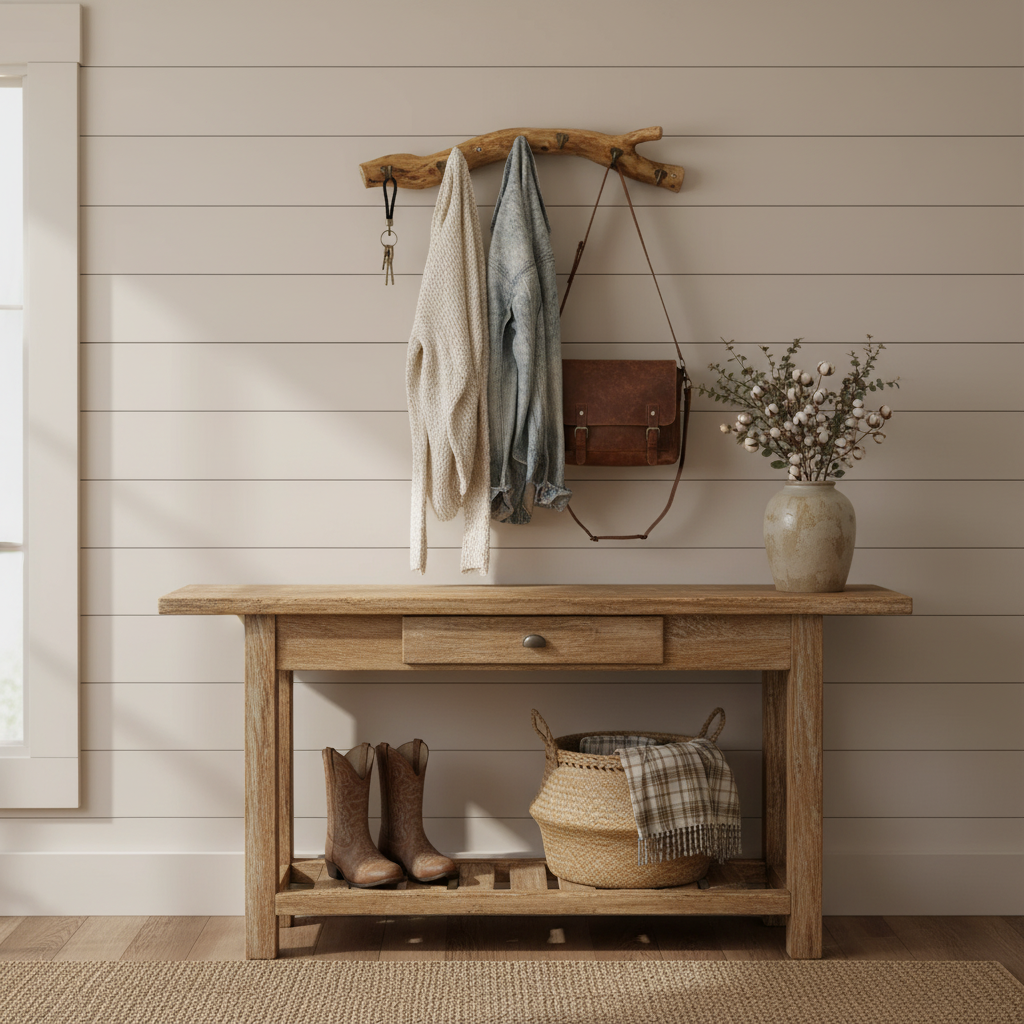 Rustic Wooden Branch Wall Hooks