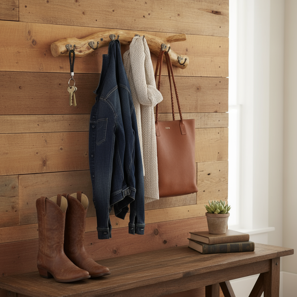 Rustic Wooden Branch Wall Hooks