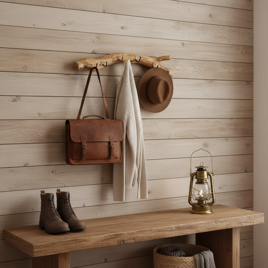Rustic Wooden Branch Wall Hooks