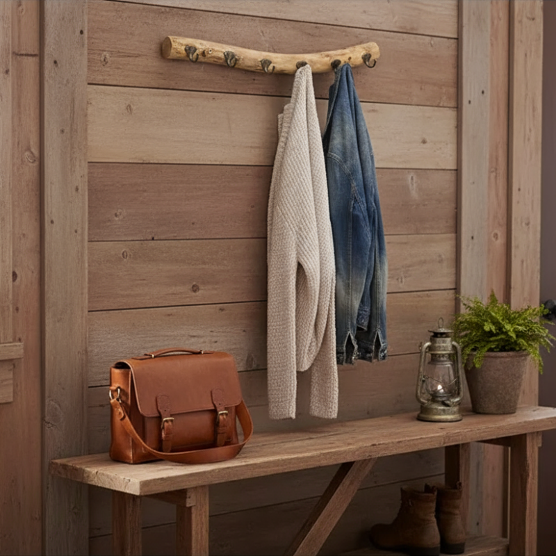 Rustic Wooden Branch Wall Hooks