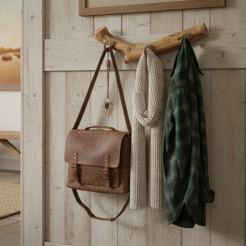 Rustic Wooden Branch Wall Hooks
