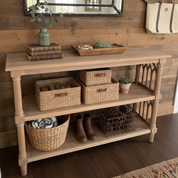 Solid Wood Console Table with Open Shelves