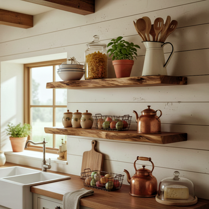 Live Edge Wooden Floating Shelf