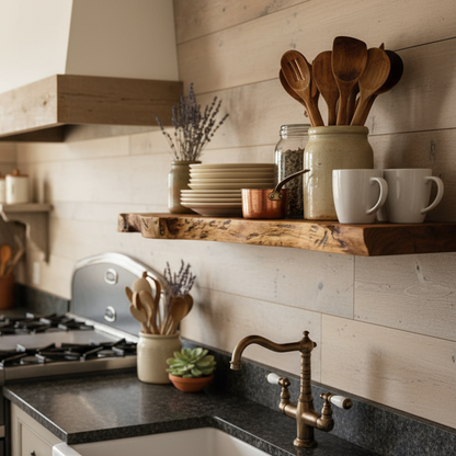 Live Edge Wooden Floating Shelf