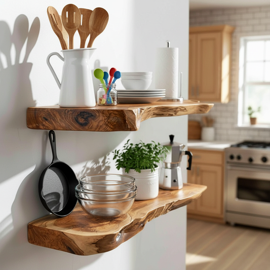 Live Edge Wooden Floating Shelf