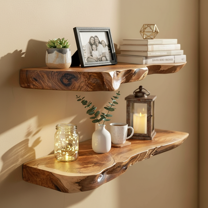 Live Edge Wooden Floating Shelf