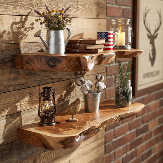 Live Edge Wooden Floating Shelf