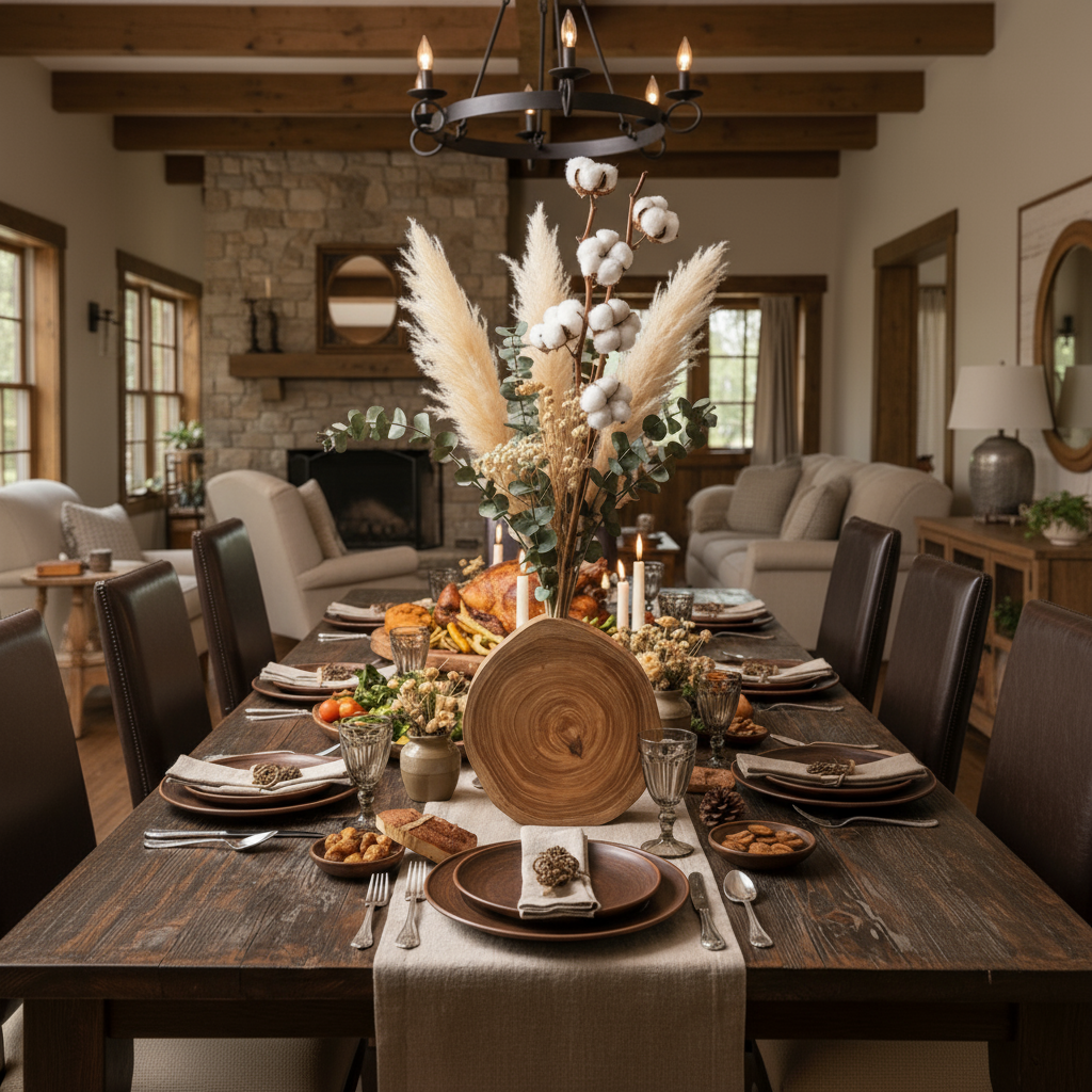 Rustic Wooden Log Vase – Farmhouse Natural Centerpiece