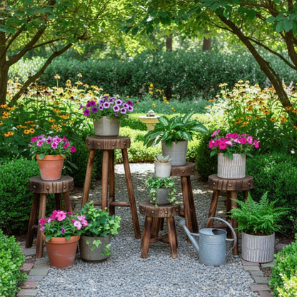 Rustic Solid Wood Stool – Multi-Purpose Accent & Plant Stand