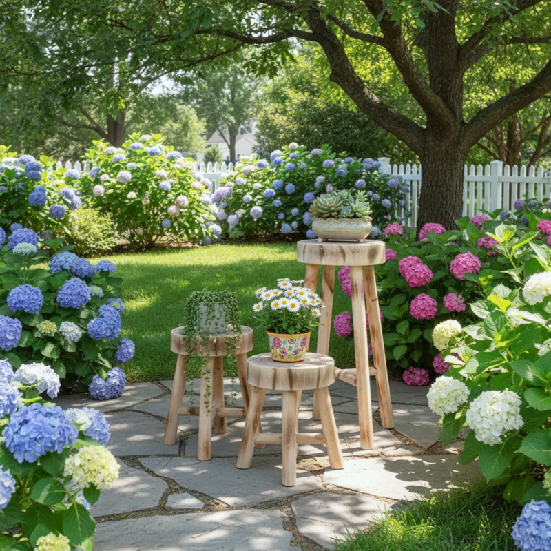 Rustic Solid Wood Stool – Multi-Purpose Accent & Plant Stand