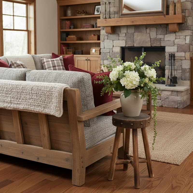 Rustic Solid Wood Stool – Multi-Purpose Accent & Plant Stand