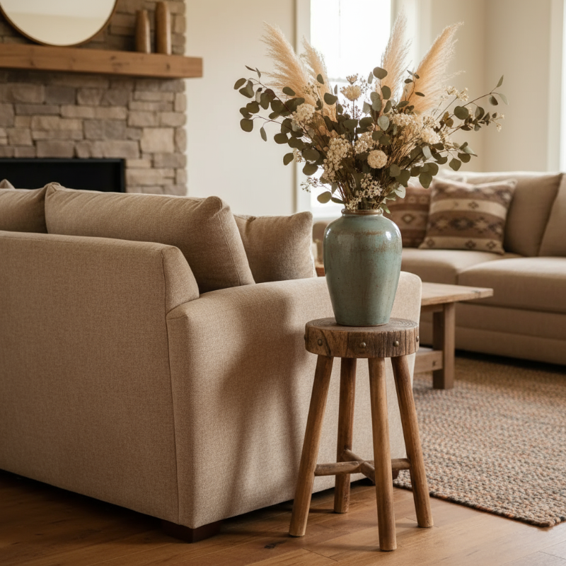 Rustic Solid Wood Stool – Multi-Purpose Accent & Plant Stand