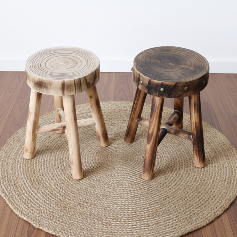Rustic Solid Wood Stool – Multi-Purpose Accent & Plant Stand