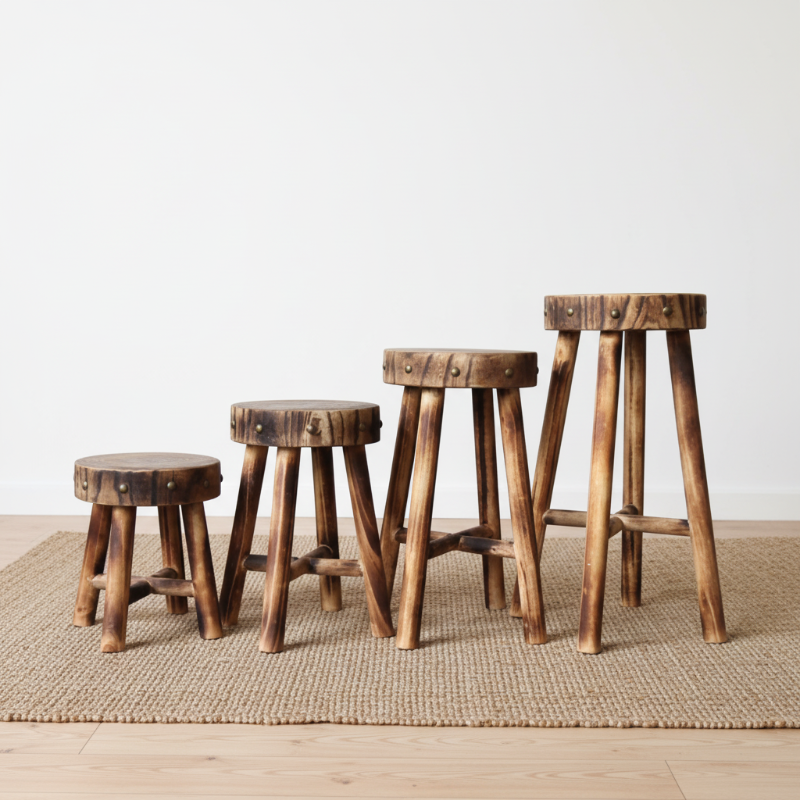 Rustic Solid Wood Stool – Multi-Purpose Accent & Plant Stand