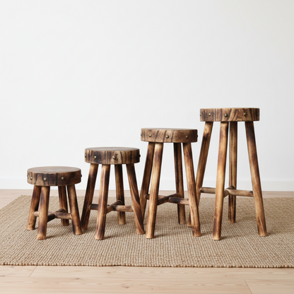 Rustic Solid Wood Stool – Multi-Purpose Accent & Plant Stand