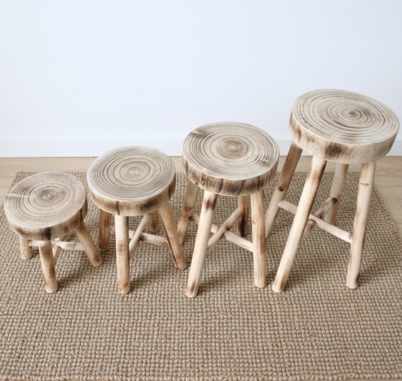 Rustic Solid Wood Stool – Multi-Purpose Accent & Plant Stand