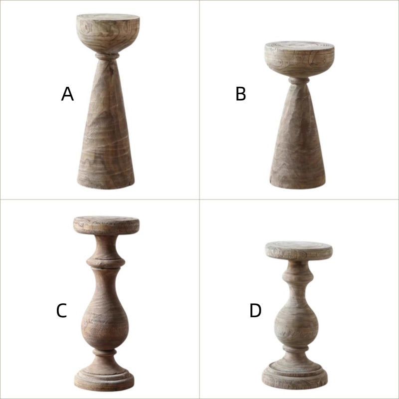 Rustic Wooden Pedestal Side Table