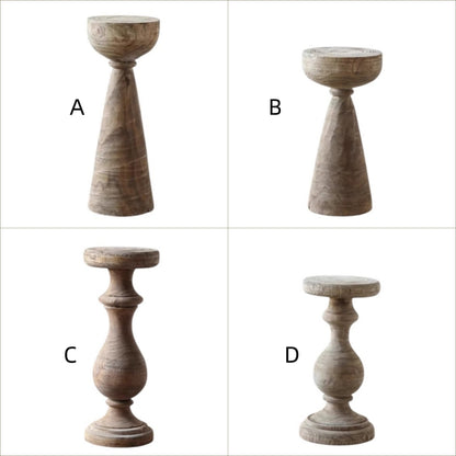 Rustic Wooden Pedestal Side Table