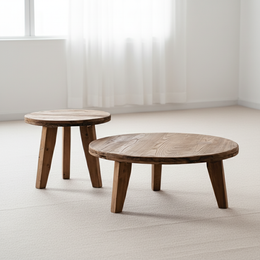 Rustic Solid Pine Round Coffee Table